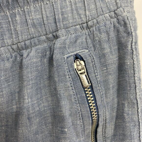 Athleta Cabo Linen Jogger Pants Size 0 Blue Chambray 530642 Resort Boho - Picture 9 of 12